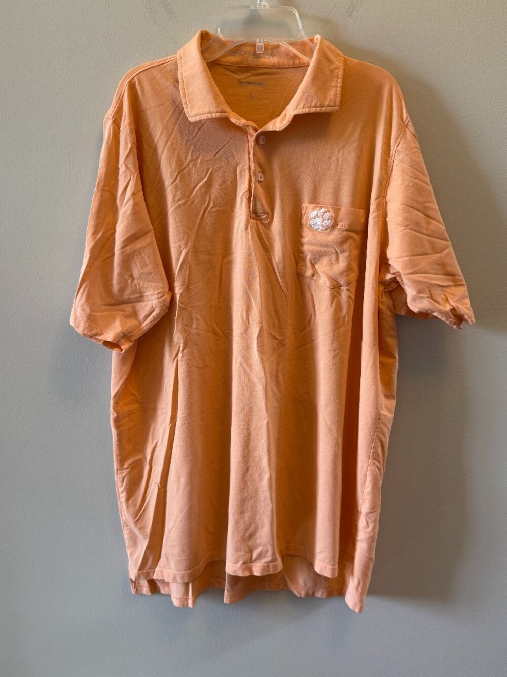 B. Draddy Clemson Tigers Polo Shirt Size Large Orange Collegiate Golf Polo